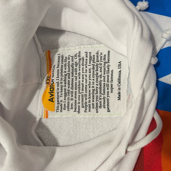 AVIATOR NATION Logo Pullover Relaxed Hoodie - White - Size XXL - Picture 3 of 3